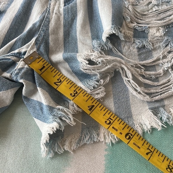 Buddy Love Blue & White Stripe High Rise Distressed‎ Soft Denim Shorts NWT - Picture 10 of 11
